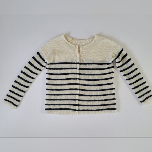 Sezane Navy/Ecru Stripe Gaspard Cardigan, Size XS - Picture 3 of 9